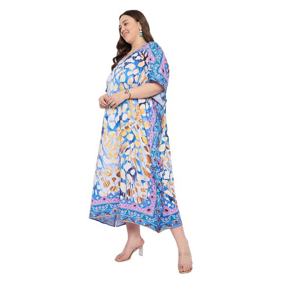 Gypsie Blu Leopard Printed Caftan Dress Stylish Maxi Dresses Christmas Gifts - Picture 5 of 8